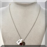 J087. Jeanine Payer sterling silver chain with faceted garnet stone and oval pendant with engraved Goethe quote. - $165